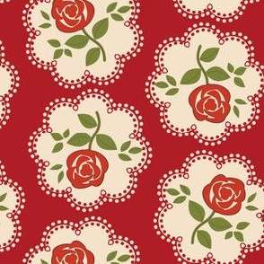 Rose Doily Stamp Red 2-in