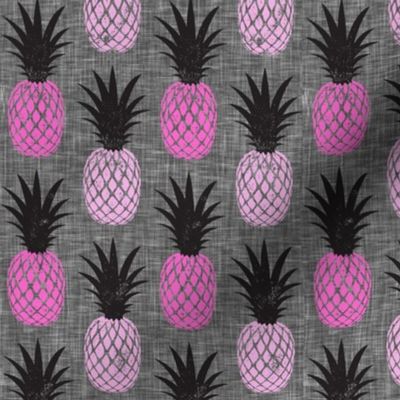 pineapples - pinks on grey