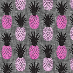pineapples - pinks on grey