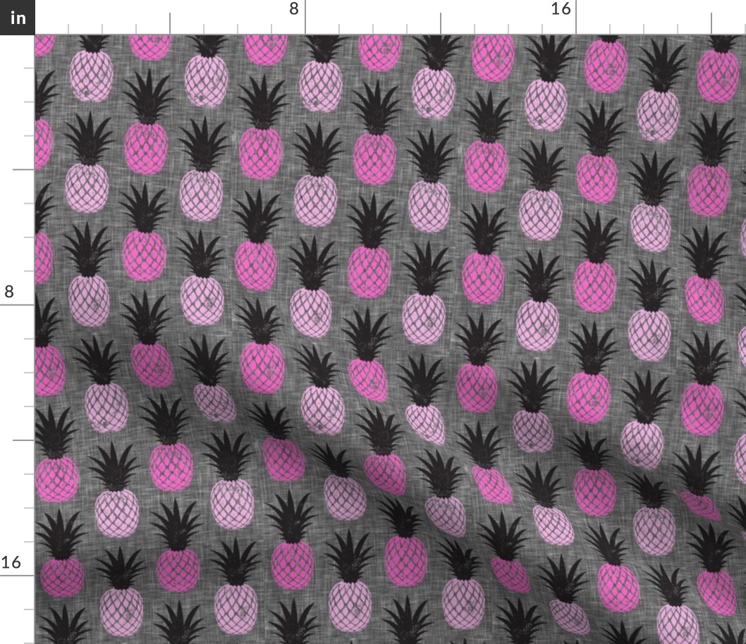 pineapples - pinks on grey