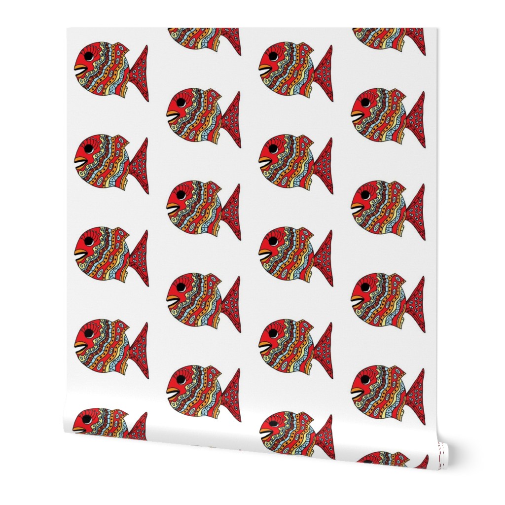 FI_7507_D “Cheerful Fish” of shapes and decorations colorful with red, yellow, orange, turquoise blue