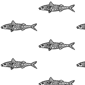 FI_7511__L “Mr. Lean Fish” stripes, dots, arrows black and white