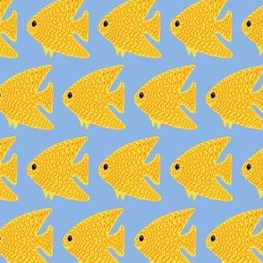 FI_7515_E Angel Fish with wavy lines and dots red with yellow on baby blue