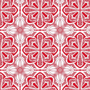 Lacy Flowers, Red Sparkle, Large