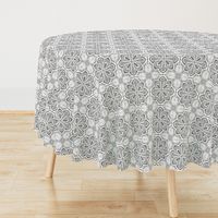 Lacy Flowers, Gray Sparkle, Medium