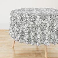 Lacy Flowers, Gray Sparkle, Large