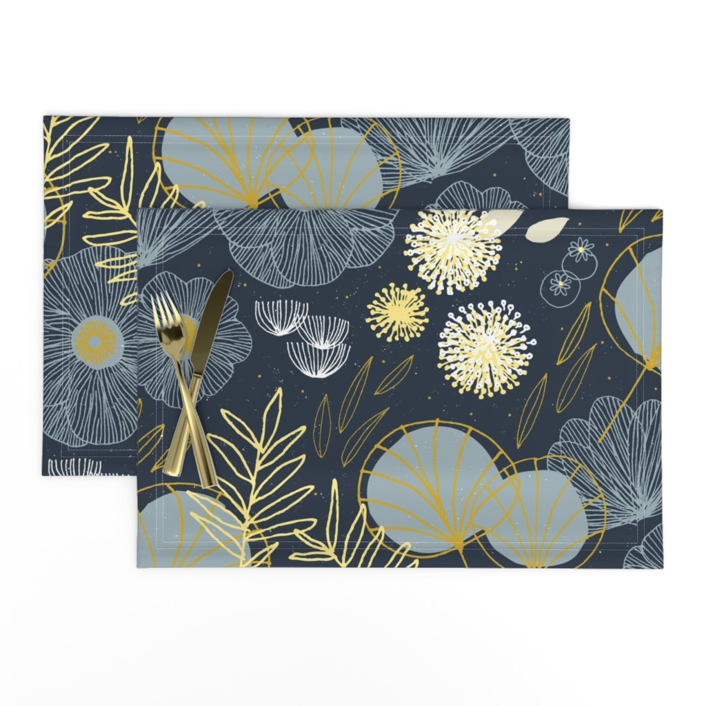 Spring Floral M+M Navy Black by Friztin