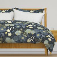 Spring Floral M+M Navy Black by Friztin