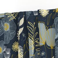 Spring Floral M+M Navy Black by Friztin