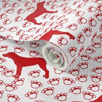 Big Red Dog and Paw Prints
