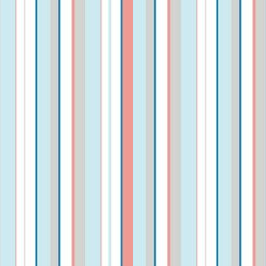 Stripe pink, grey, white and blue 