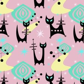 Atomic Space Cats On Patrol Pink