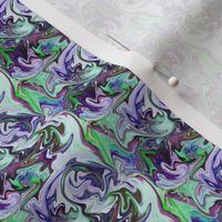 BNS6 - Tiny Marbled Mystery Swirls in Blue - Green - Purple - Lavender