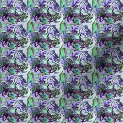 BNS6 - Tiny Marbled Mystery Swirls in Blue - Green - Purple - Lavender