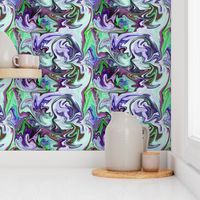 BNS6 - LG - Marbled Mystery Swirls in Blue - Green - Purple - Lavender