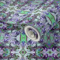 BNS6 - Tiny  Marbled Mystery Tapestry in Blue - Green - Purple - Lavender