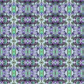 BNS6 - Tiny  Marbled Mystery Tapestry in Blue - Green - Purple - Lavender