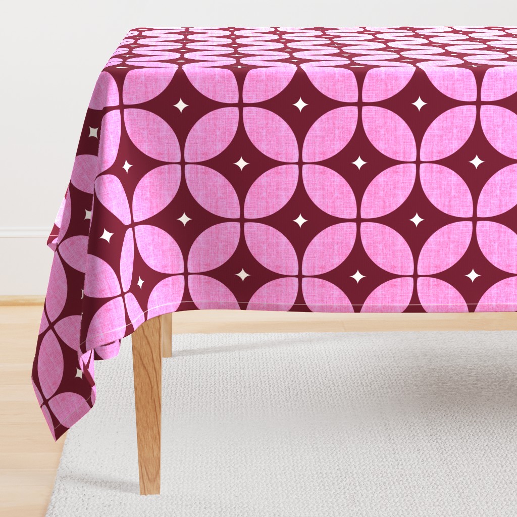 1950s starburst // Mid Century Atomic burgundy  floral geo large