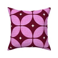 1950s starburst // Mid Century Atomic burgundy  floral geo large