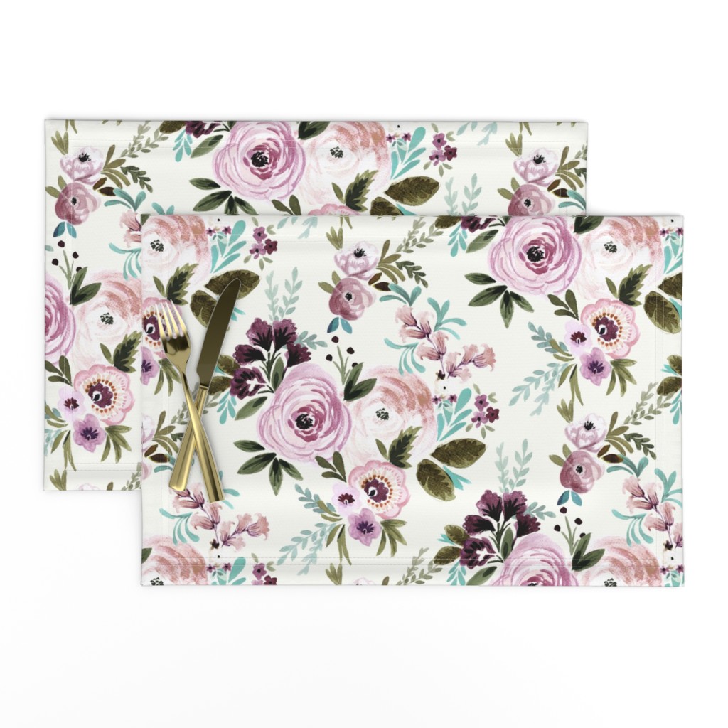 Victoria Floral - plum + olive