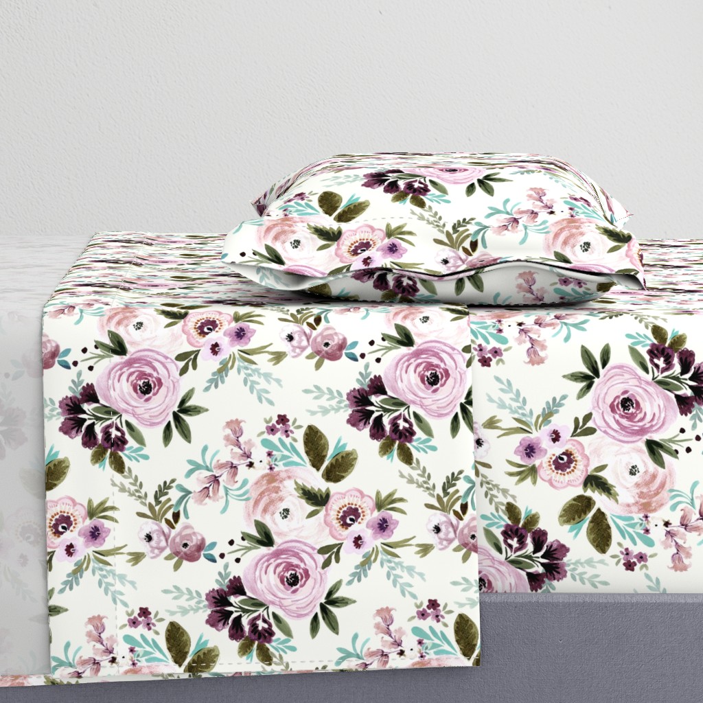 Victoria Floral - plum + olive