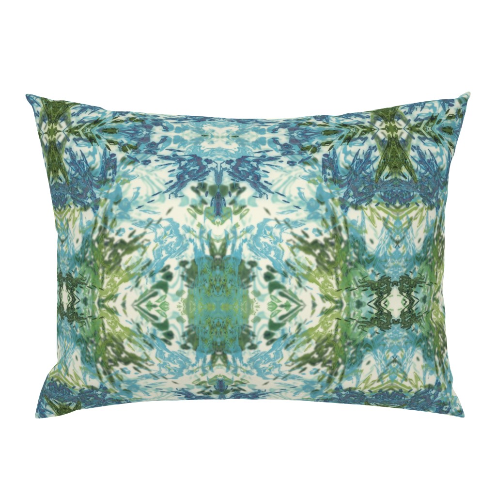 Mock Floral Blue and Green Ikat 2