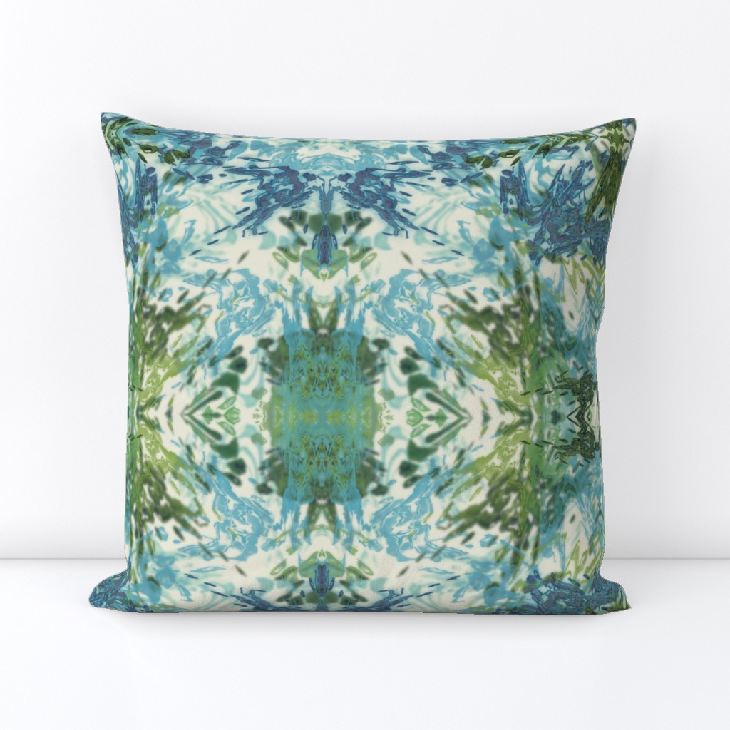 Mock Floral Blue and Green Ikat 2