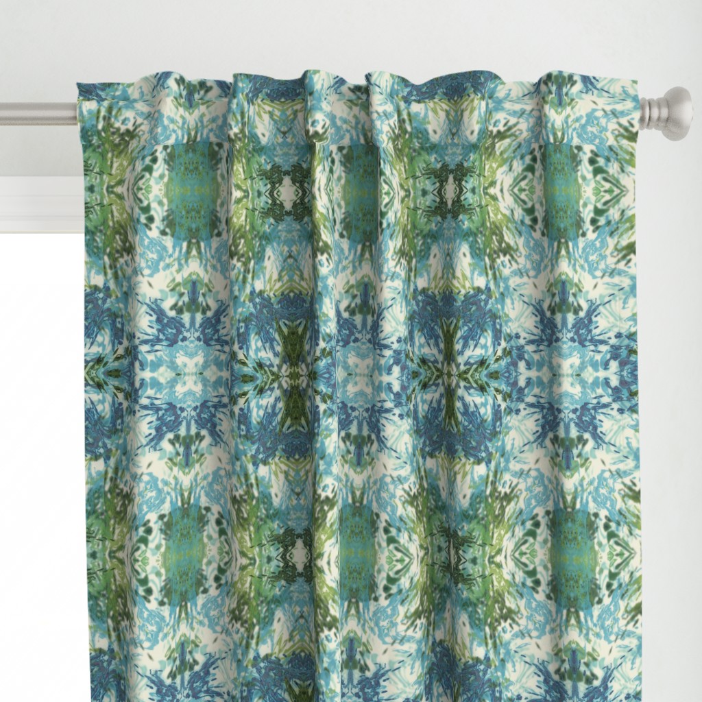 Mock Floral Blue and Green Ikat 2