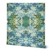 Mock Floral Blue and Green Ikat 2