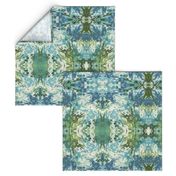 Mock Floral Blue and Green Ikat 2