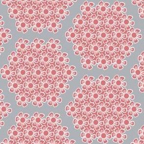 Lacy Flower Hexagons, Gray, Pink