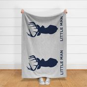 large buck head (navy) with little man (light grey) - 54" width