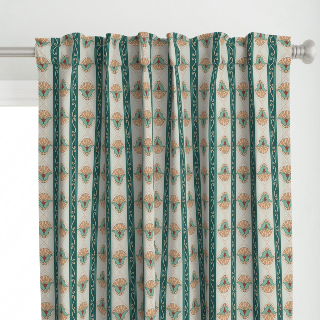 1920s Art Deco Stripe Green