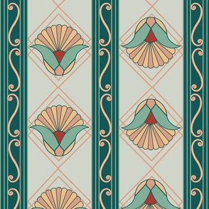 1920s Art Deco Stripe Green