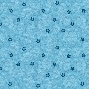 Japanese Spiral Floral Blue