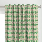 Quilted Green Propellers on Beige