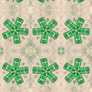 Quilted Green Propellers on Beige