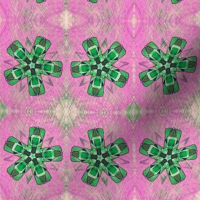 Quilted Green Propellers on Pink