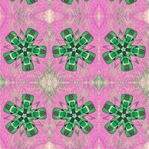 Quilted Green Propellers on Pink