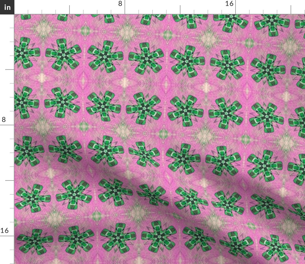 Quilted Green Propellers on Pink