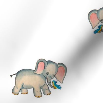 Ellie Elephant and Bluebird scattered  print