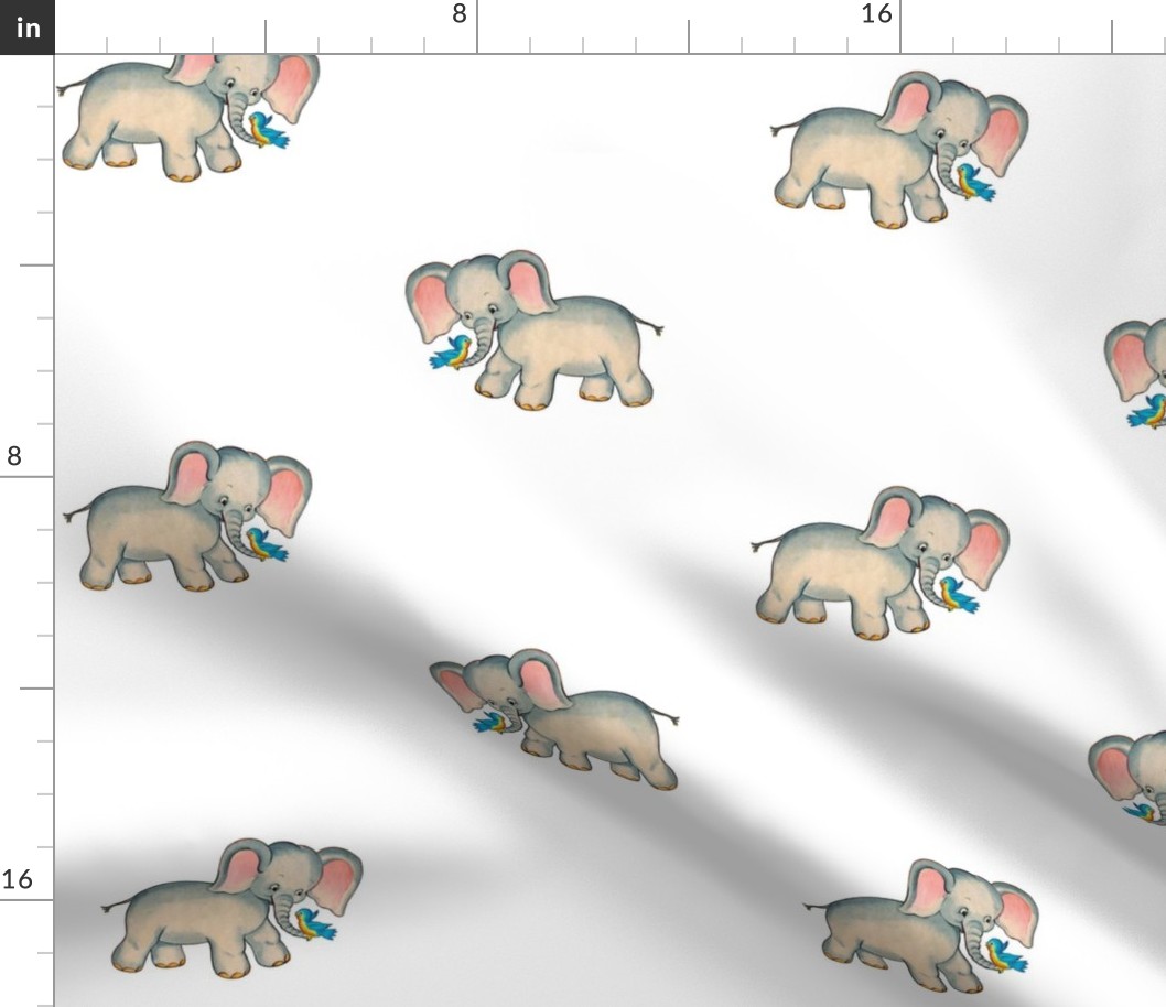 Ellie Elephant and Bluebird scattered  print