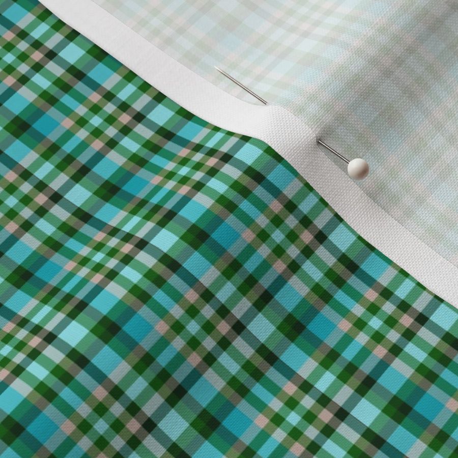 BNS8 - Mini Tartan Plaid in Turquoise - Mauve - Pine Green