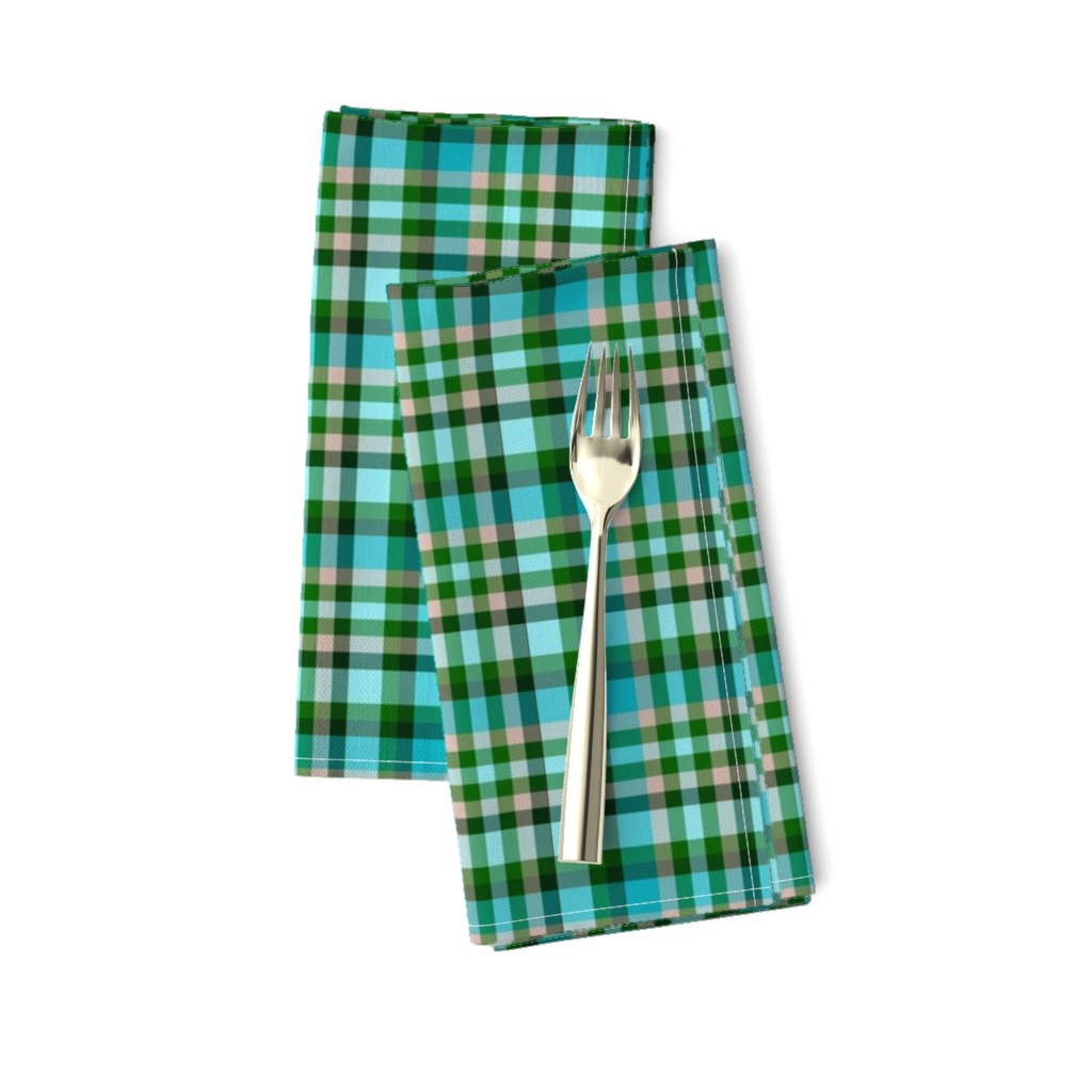 BNS8 - Tartan Plaid in Turquoise - Mauve - Pine Green