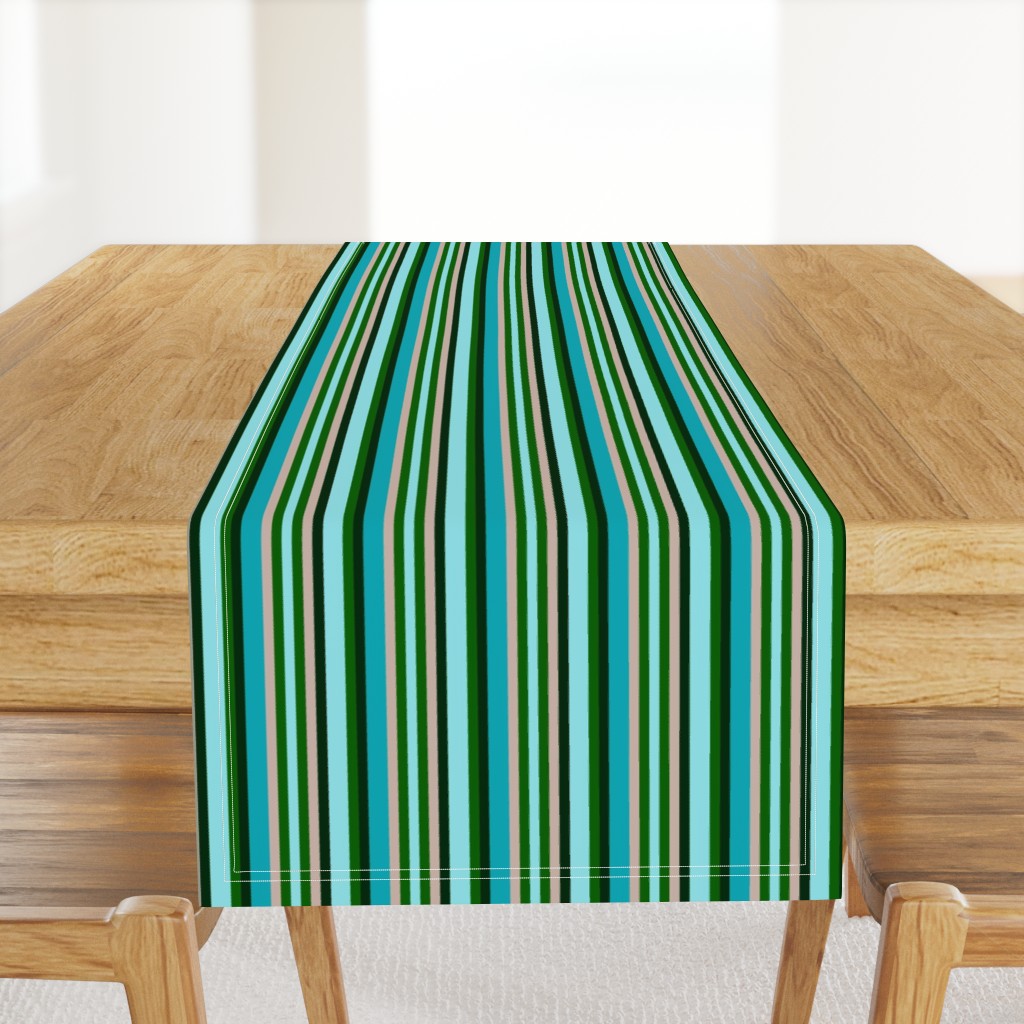 BNS8 - Variegated Spring Stripe in Turquoise - Pine Green - Mauve