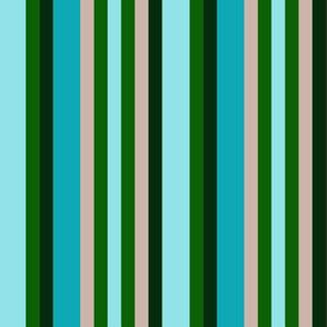 BNS8 - Variegated Spring Stripe in Turquoise - Pine Green - Mauve