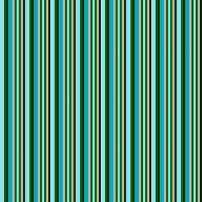 BNS8 - Narrow Spring Stripe in Turquoise - Pine Green - Mauve