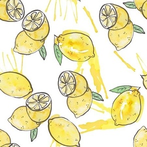 Lemon splash watercolor lemons fruit fruity