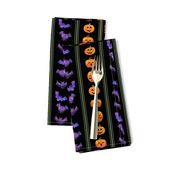 Spooky Purple Bats and Orange Pumpkins