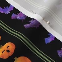 Spooky Purple Bats and Orange Pumpkins